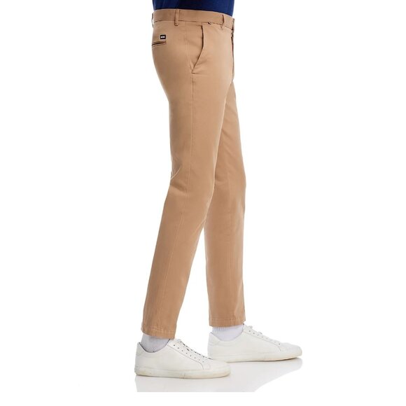 Hugo Boss Men's BOSS Kaito Slim Fit Pants Logo Stretch Cotton Solid Open Beige - Picture 3 of 8